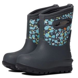 Bogs Kids Boots - Charcoal and Teal Pattern